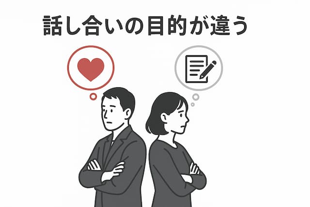 離婚危機における2人の話し合いの目的の図解