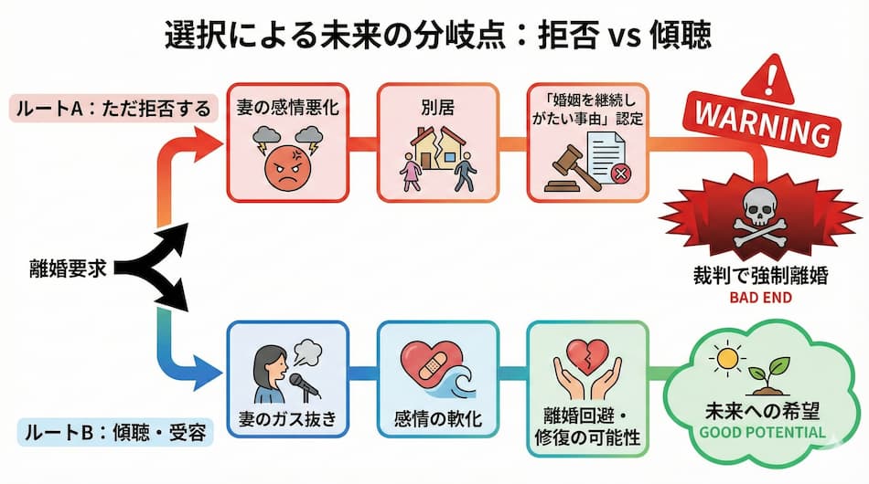 「拒み続けるだけではいずれ離婚になる」の解説図解