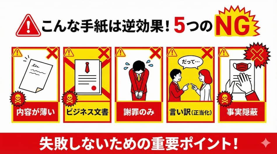 離婚を回避できないNGな手紙の図解