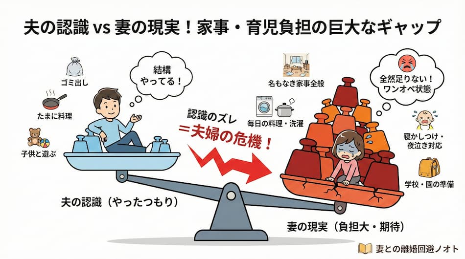 妻から笑顔が消えた原因「夫が家事や育児をしない」の図解