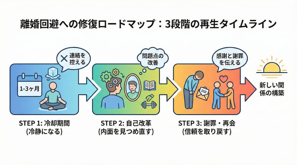妻との離婚回避への修復ロードマップの図解