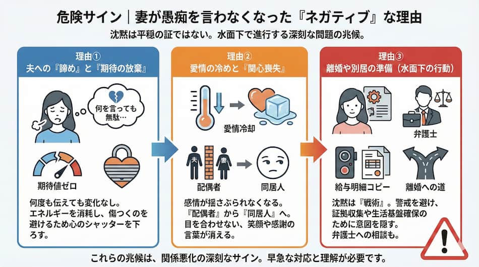 妻が愚痴を言わなくなった「ネガティブ」な理由の図解